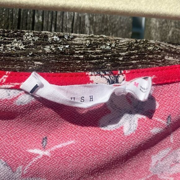 Lush Floral Red Off the Shoulder Cropped Top | M - Picture 2 of 4